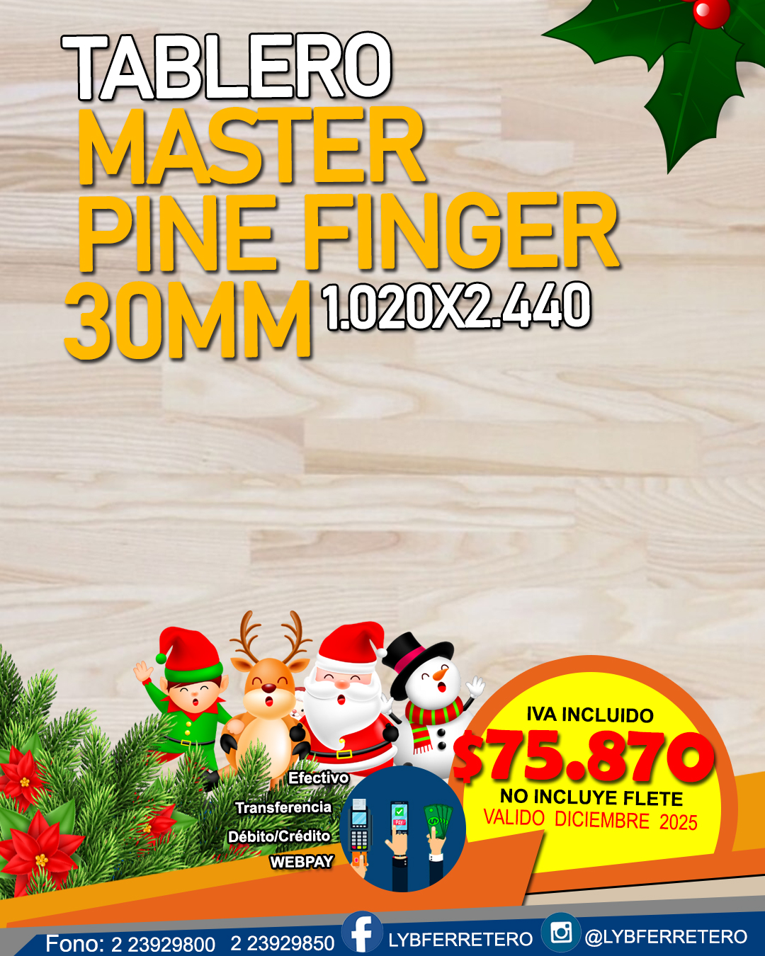 Terciado Master Pine Finger 30mm 1020x2440