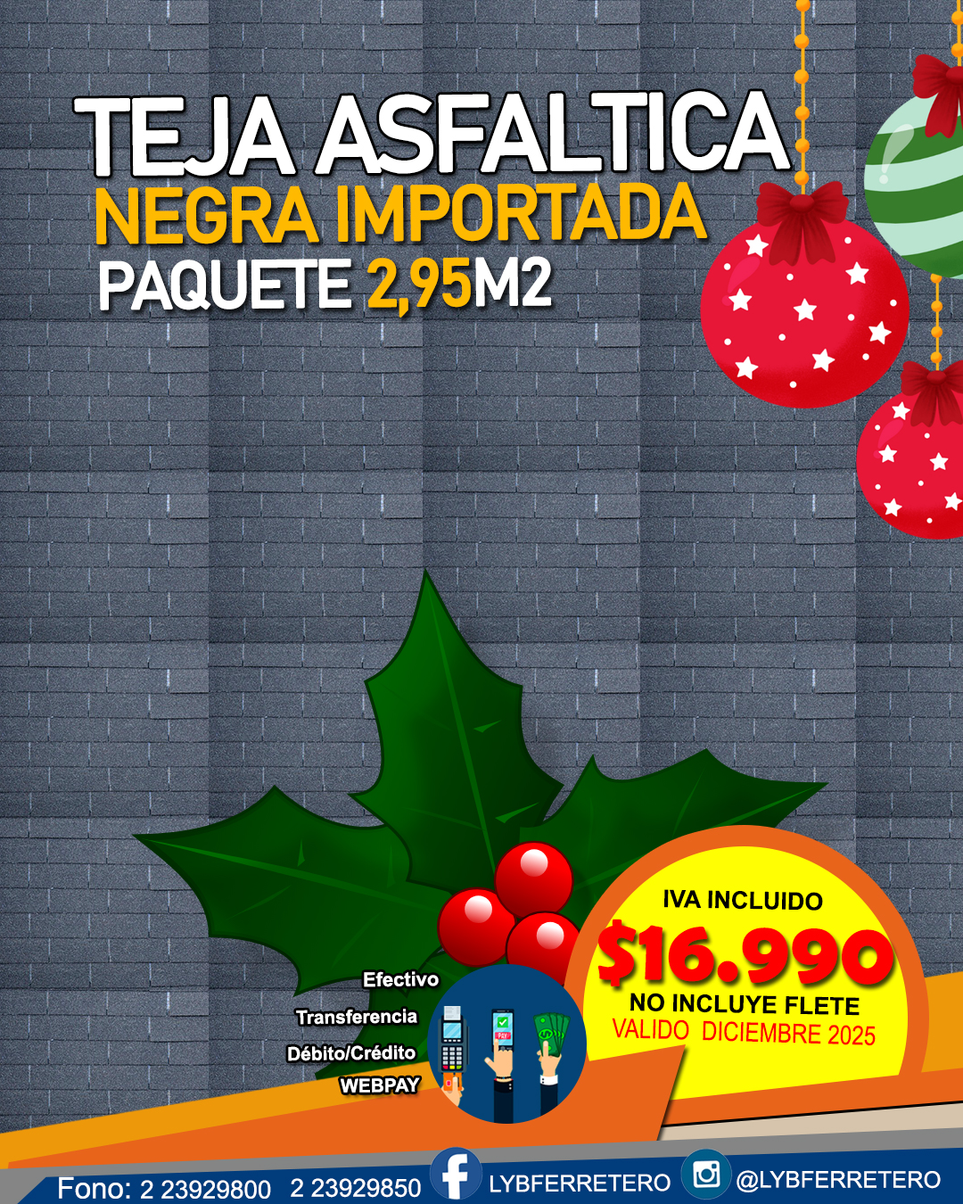 Teja Asfáltica Negra Paquete 2,95m2 